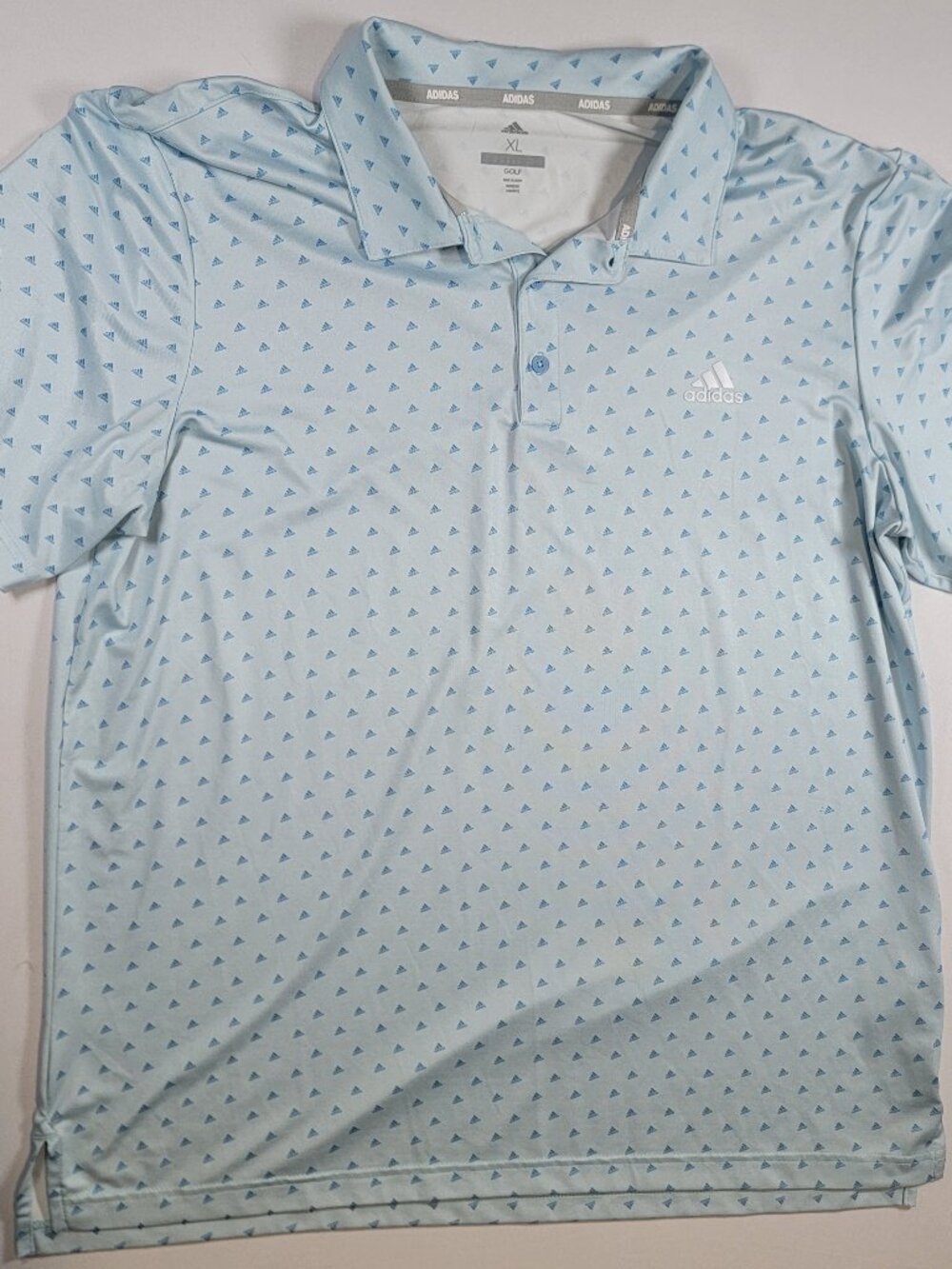 adidas Golf Light Blue Logo Print Polo Shirt Mens XL